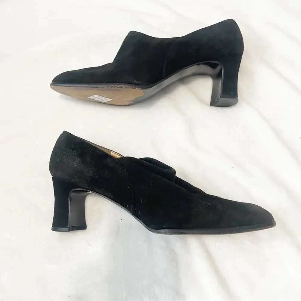 Stuart Weitzman black suede block heel shoes pumps size 6.5 bootie
